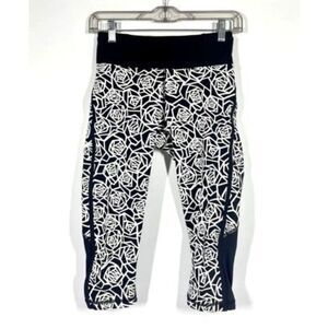Lululemon Real Quick Crop Pants Full On Luxtreme POSEY Black White Women Size 4